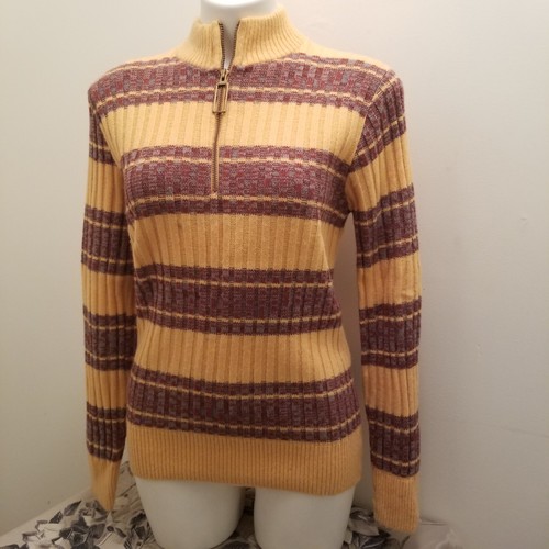 Vintage Campus Expressions Virgin Orlon Clingy Ribbed Knit Striped Sweater L - Picture 3 of 6