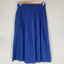 VTG Skirt Women  s M Pleated 1970s Blue Floral Cottagecore Prairie w Pockets Twee