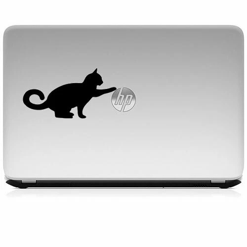 Curious Cat Apple Kitty Pet Vinyl Decal Sticker for Macbook Laptop Car Window - Image 3 of 4