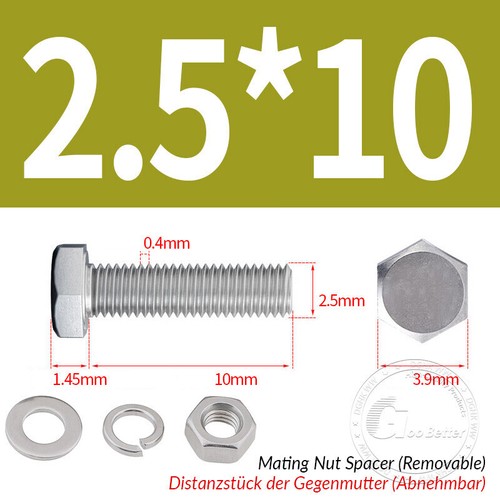 Set viti esagonali M2 - M24 acciaio inox A2 DIN 933 con rondelle dado - Foto 18 di 251