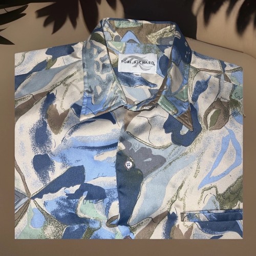 Tori Richard Aloha Hawaiian Abstract Leaves Button Up Pocket Shirt Medium Vtg.