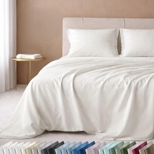 King Sheet Set 600 Thread Count 100 Cotton Sateen True Ivory Elastic California