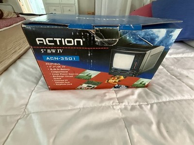 Vintage Action 5'' Portable Black & White CRT Television ACN3501 & Accessories