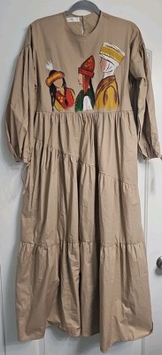 Taupe Aisha Dress. Hand Painted. Sz Large  