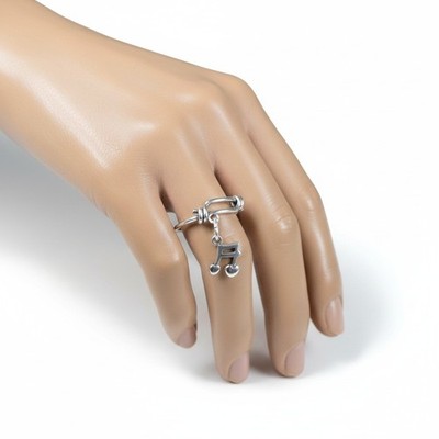 Unisex Sterlingsilber Musik Note Charm Ring signiert LA Größe 10