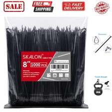 Zip Ties 8 inch 1000 Pack, 40lbs Tensile Strength, Black Cable Ties, Wire Tie...
