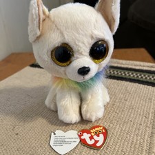 TY Beanie Boos Nacho Puppy Dog Plush Toy Chihuahua Pink Solid Eye