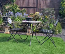Vintage metal bistro set with Mosaic detail - Delivery available 0322