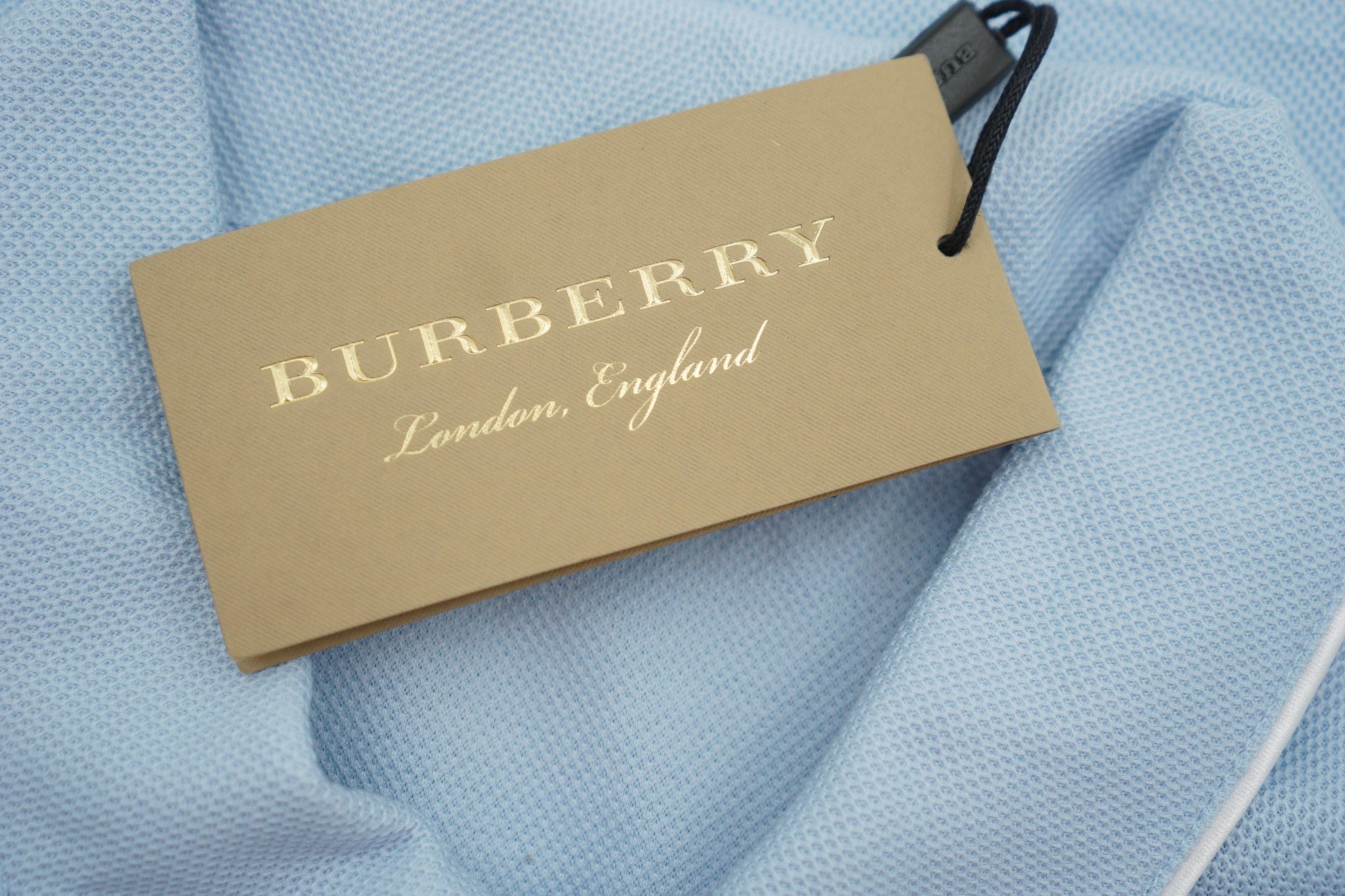Men Burberry Polo Shirt Casual Crawford Pullover Light Blue Size S US38 image 8