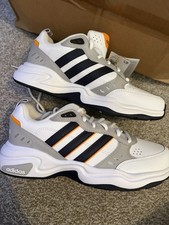 Adidas Strutter /white/Grey/Black/Orange Low Top Lace Up Trainers UK 6.5 Rubber