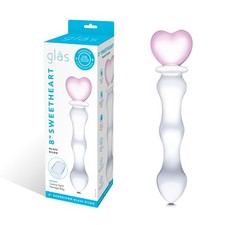 Adult Electric Novelties 8 Inch Sweetheart Glass Dildo Pink Heart