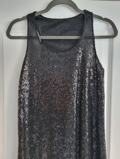 Mango Sequins Mini Short Dress Long Top Size S/8 Black