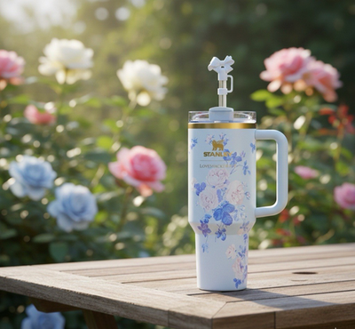 #ad STANLEY 40 OZ FLORAL BLUE LOVESHACKFANCY $53.19