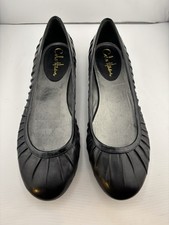 Womens Cole Haan Ruched Black Leather Ballet Flat Shoes Size 8B