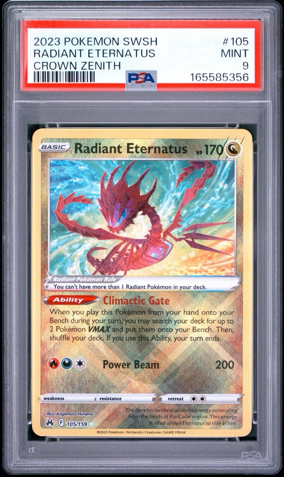 2023 Pokemon Sword and Shield Crown Zenith Radiant Eternatus #105 PSA 9