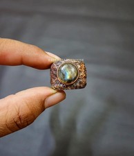 Labradorite Ring Copper Wire Wrapped Ring Gemstone Handmade Gift Ring