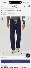 FIGS Cairo Straight-Leg Scrub Pant Men's L Navy Solid Knit Polyester Medical