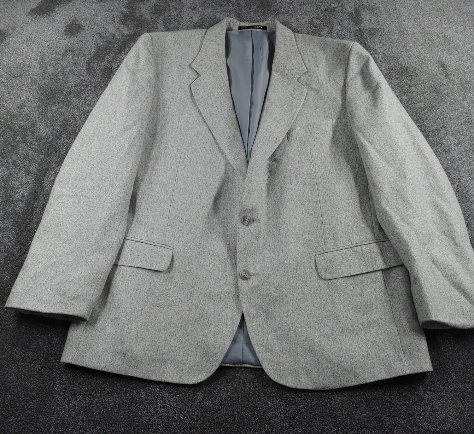 Vintage Greenwoods Blazer Mens 46 Inch *Measured Grey Wool Mix Smart Wedding