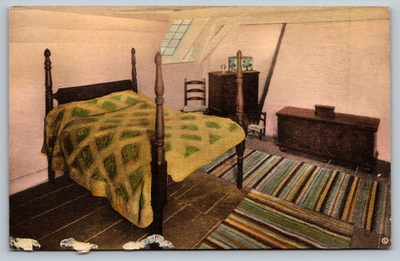 #ad Vintage Hand Colored Postcard George Washington Shrine 1700 House $3.89