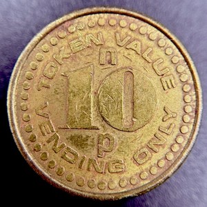Vintage UK Vending Token n 10p Pence Token Value Brass Arcade Machine Game Coin