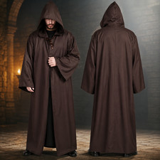 Adult Hooded Long Cloak Medieval Gothic Cape Halloween Masquerade Costume Robe