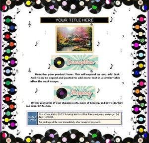 AUCTION TEMPLATE Records Design Border - FREE Email Shipping