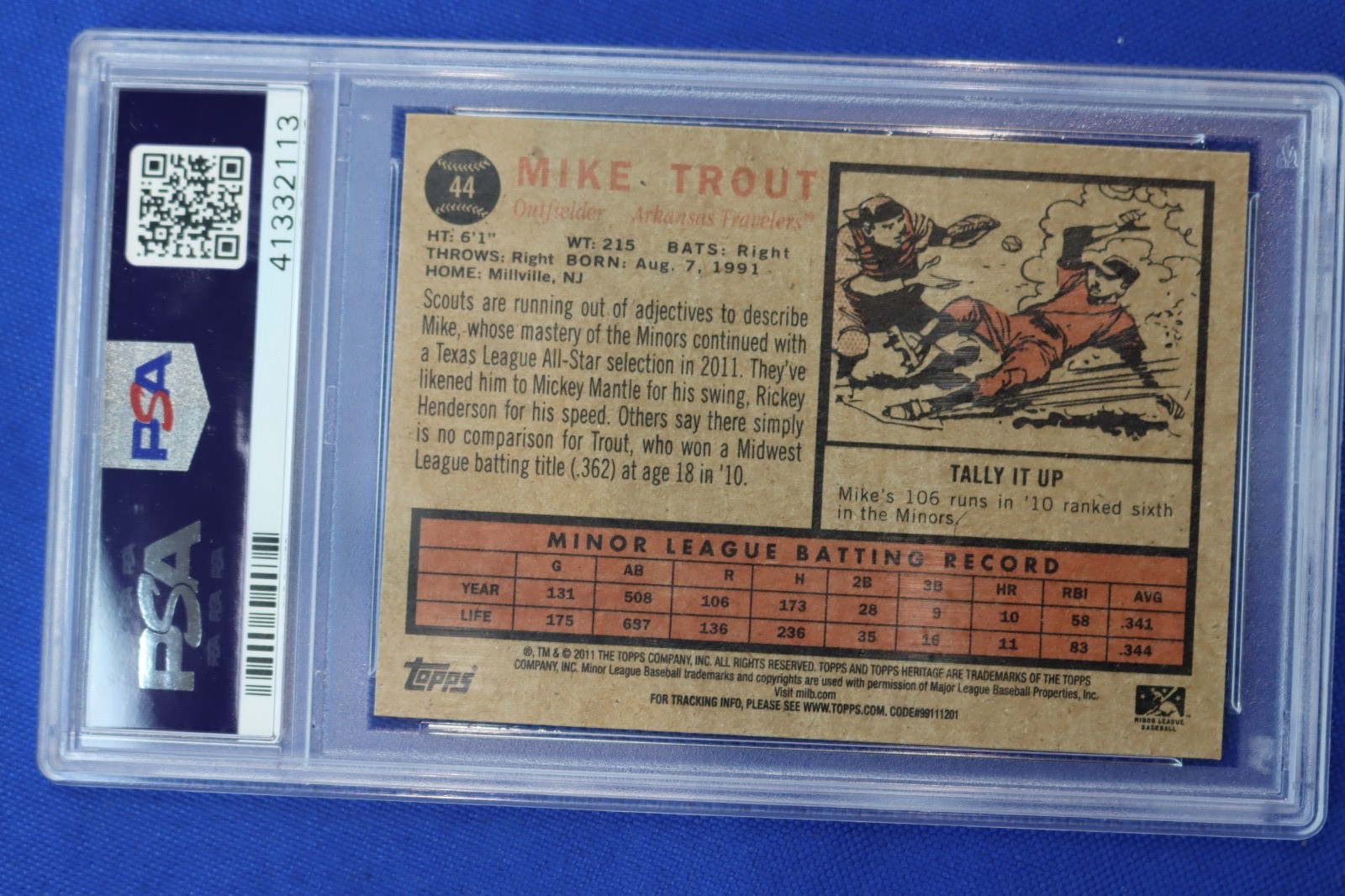 2011 Topps Heritage MIKE TROUT Minor League Edition Rookie Card RC PSA GEM MT 10 view 5