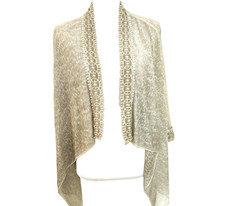Elena Baldi Womens Open Front Drape Cardigan Size Small Lace Trim Made In Italy