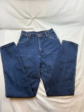 Vtg 80s Wrangler Jeans Womens Sz 9 / 10x36 Straight Leg Dark Wash Western Denim