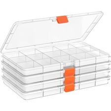 Extra Thick 15 Grid Mini Clear Plastic Bead Organizer Storage Box for Jewelry
