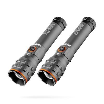 LED Flashlight 1500 Lumen USB C Rechargeable IPX7 Waterproof 2 Pack NEBO