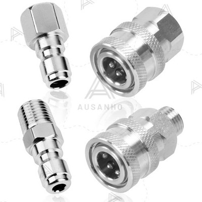 2 Sets NPT 1/4 Inch Pressure Washer Coupler Quick Connect Plug Fitting Adapter