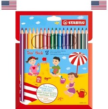 Triangular Colored Pencil Wood HB 18 Pack Assorted Colors Kids Writing Coloring
