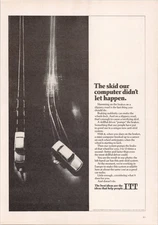 ITT 1974 Original Print Ad Anti-Skid Car Braking System Sci Am