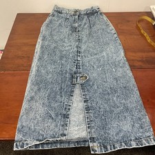 Vintage Parallel Lines Denim Pencil Skirt, Acid Wash