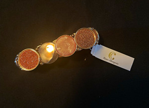Authentic Charming Charlie Hypoallergenic Rose Gold Plated Pink Round Disc Bangle Bracelet