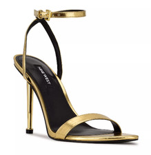 Nine West Women Size 7.5 Reina Strappy Stiletto - Gold Metallic - NEW IN BOX