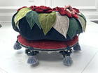 Mackenzie Childs BLUETOPIA KITANO Floral Seat Ottoman Footstool Pouf Tuffet — photo 3