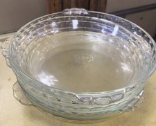 Vintage Pyrex #229 Clear Glass Deep Dish 9.5" Scalloped Fluted Edge Pie Plate(4)