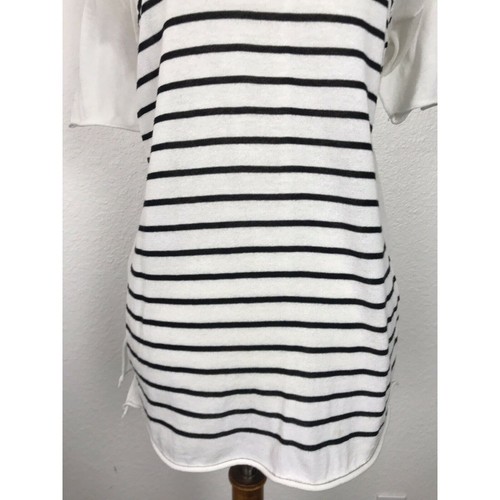 T Alexander Wang Top Women Sz M Shirt Stretch Knit Striped Black White FLAWS - Picture 5 of 12