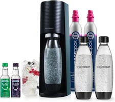 Sodastream Terra Sparkling Water Maker Bundle (Black), with CO2, DWS Bottles, an