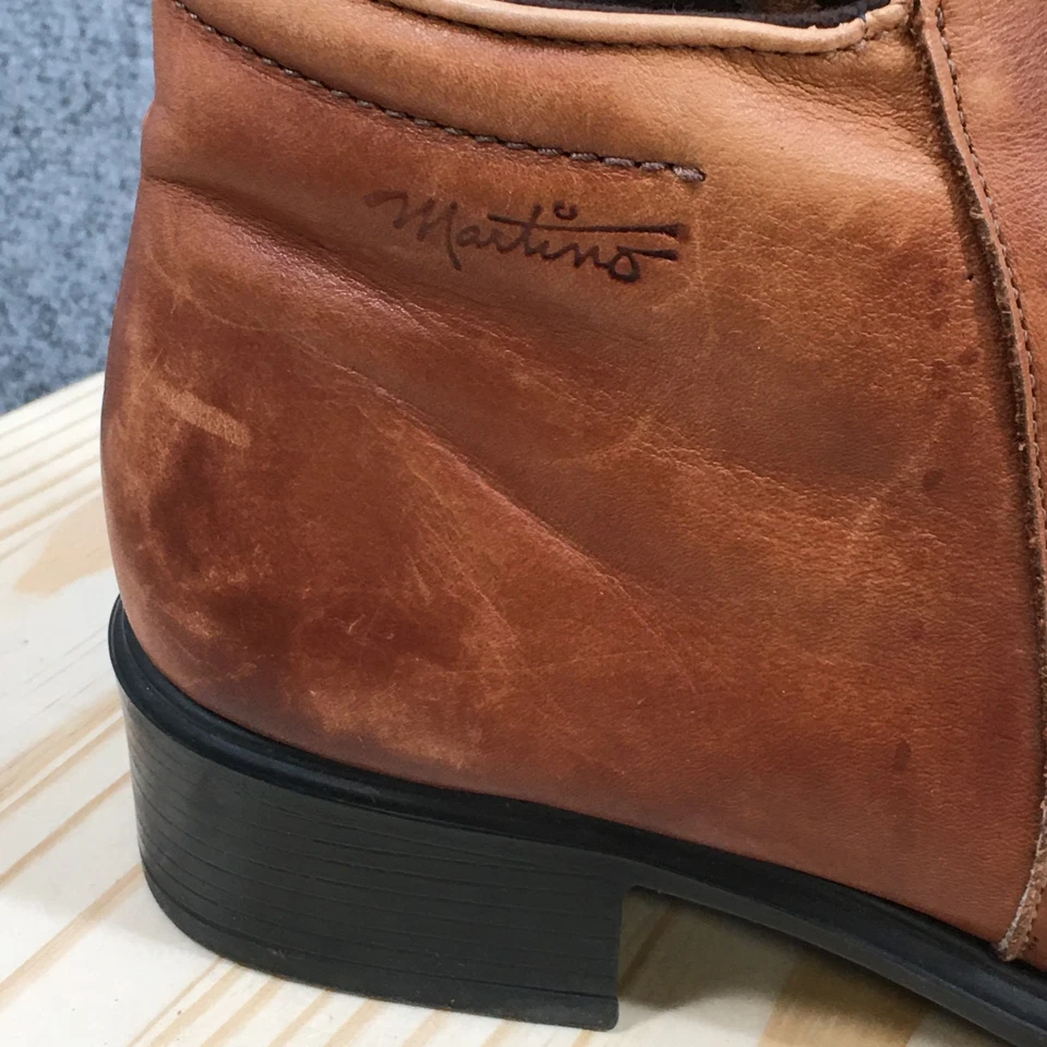 Botas Martino para mujer 8,5 EE informales con cremallera lateral botín al tobillo cuero marrón tacones bajos Foto 4 de 4