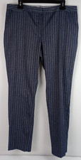 Tommy Hilfiger Womens 12 Navy Blue Gray Striped Stretch Dress Pants