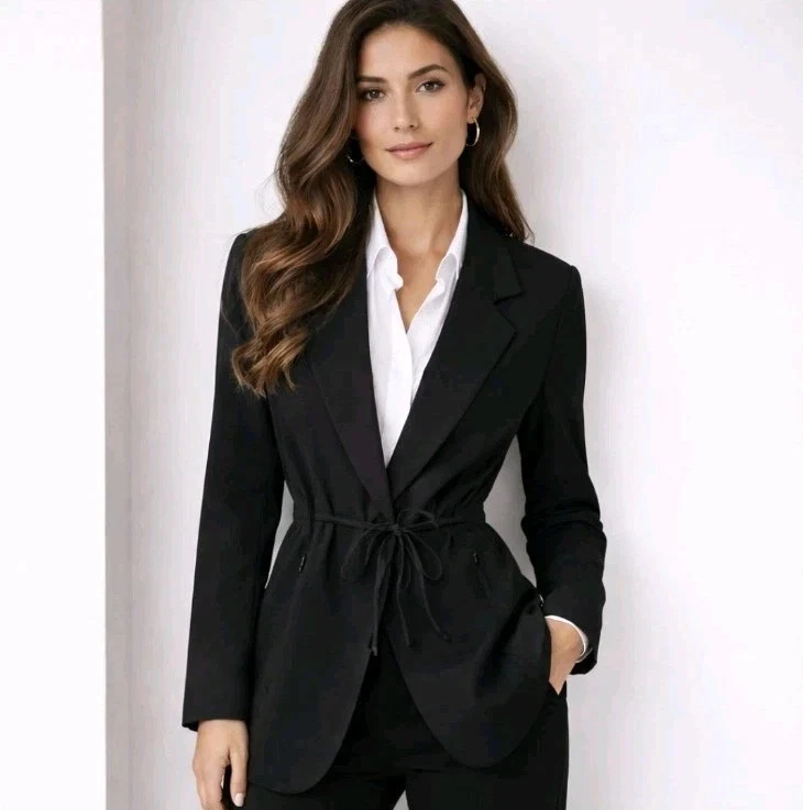 Athleta 20 Endless Primatwill Blazer Black Stretch Elastic Waist #860105