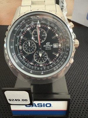 Casio Edifice EF-527D-1A Chronograph Pilot Slide Rule Stainless Steel Watch 