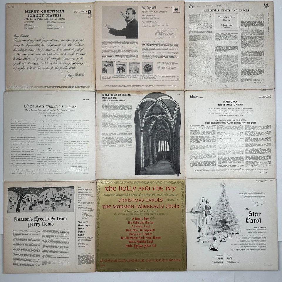 Lot of 9 Vintage MONO Christmas LP Vinyl Record Albums Mathis Conniff Como Lanza Foto 2 de 4