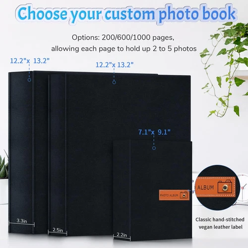 Photo Album 4x6 600 Pockets Photo with Label, Linen Hardcover Photo Albums fo... - Picture 3 of 6
