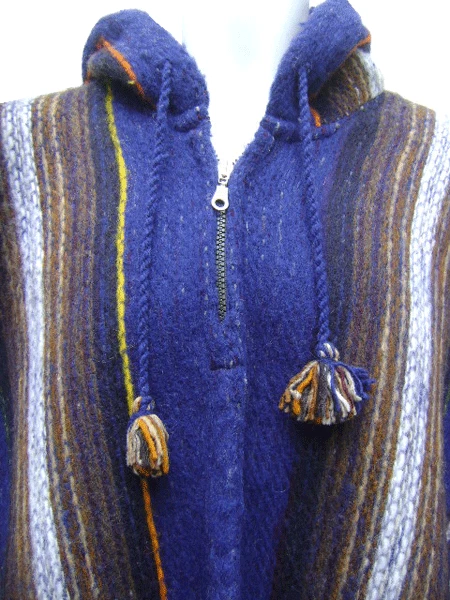 Poncho capuche adulte mélange laine alpaca alpaga ethnique chaud Equateur ROUGE - Photo 2/3