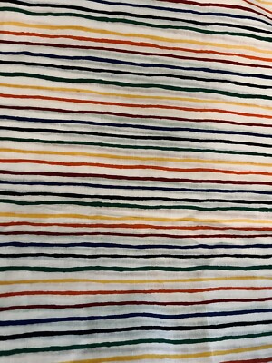 VTG Marcus Brothers Primary Brightly Colored Stripes on Bright White 26''X22''