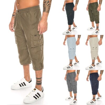Herren Bermuda Shorts Cargo Cargohose kurz 3/4 kurze Hose Dehnbund Knielang